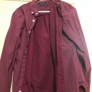 Denim & Flower Maroon Slim Fit Button Down M